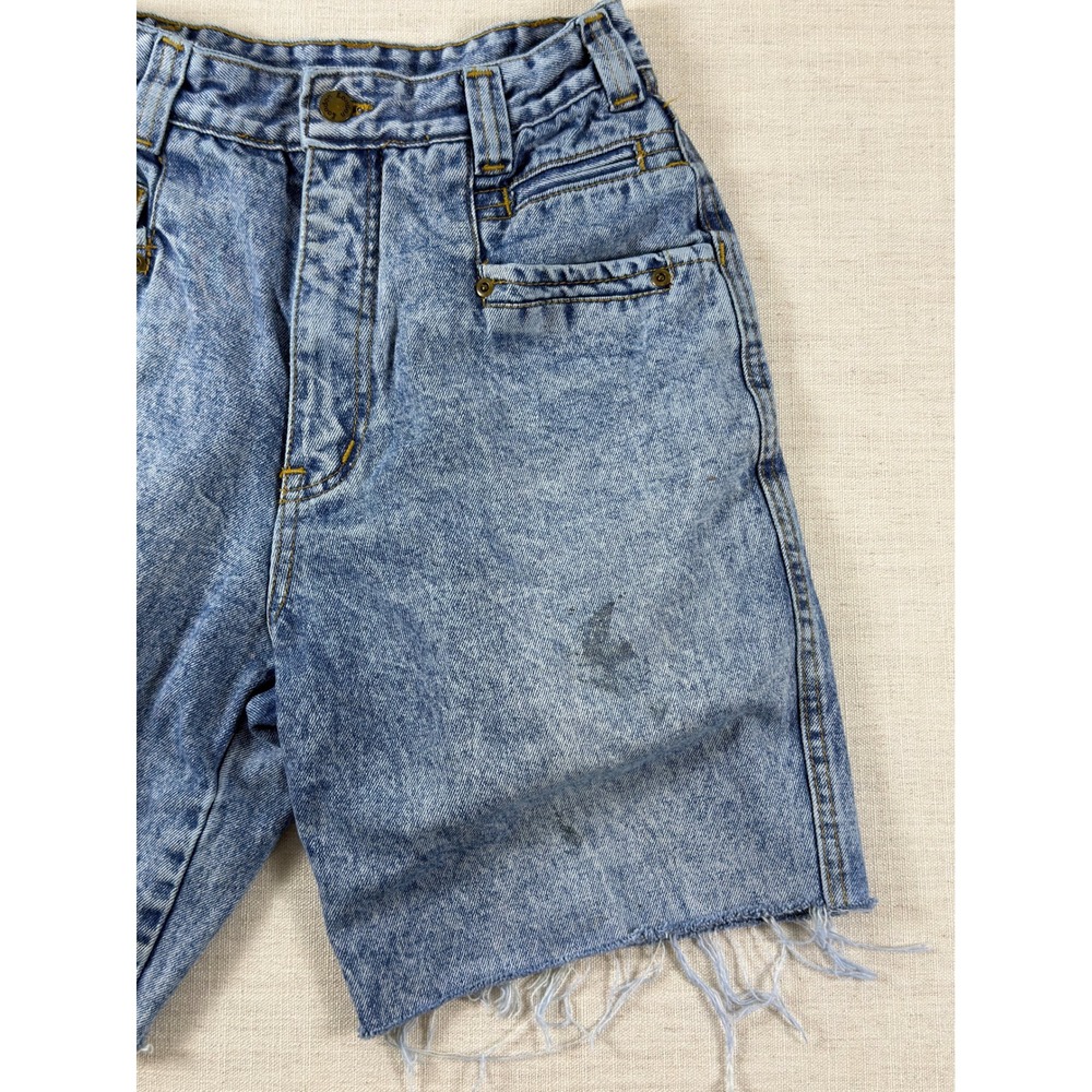Vintage London London Acid Wash Denim Shorts High Waisted Cut Off Blue Sz 11/12